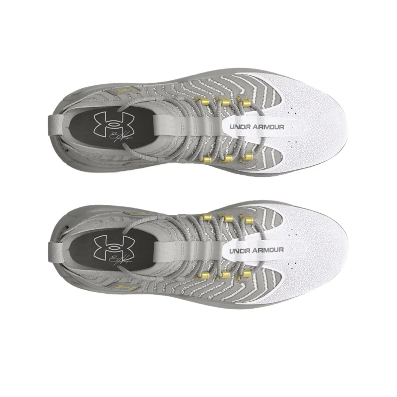 Under Armour Harper Anti Slip Wear Resistant Mid Top Baseball Shoes Men's Gray Silver-3