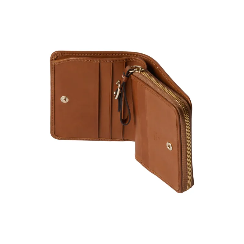 GUCCI Coated Canvas With Leather Wallet Mini Women's Beige & Dark Brown-4