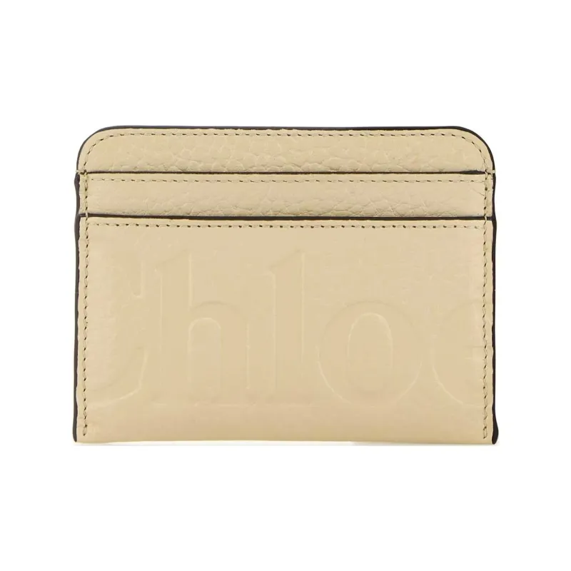 Chloe Leather Card Holder Women's Cream-0
