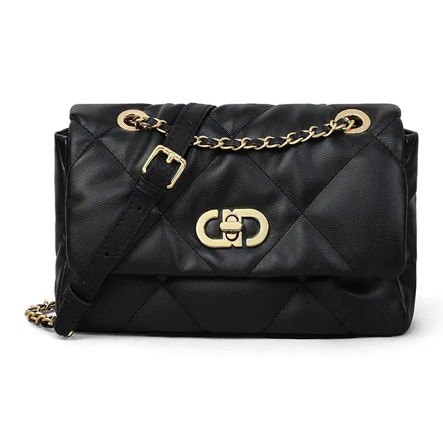 VINEY Cow Leather Shoulder Bag, Crossbody Bag Trumpets Women's Black-5