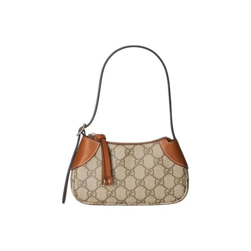 GUCCI Coated Canvas With Leather Handbag Shoulder Bag Extra Mini Women's Beige & Dark Brown