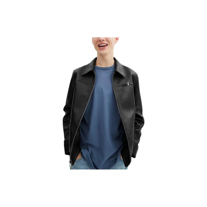 COACH FW24 Leather Jacket Men's Black-1