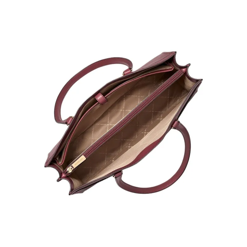 MICHAEL KORS Jet Set Travel Leather Tote Bag, Shopping Bag, Handbag, Shoulder Bag Tubas Women's Burgundy-2