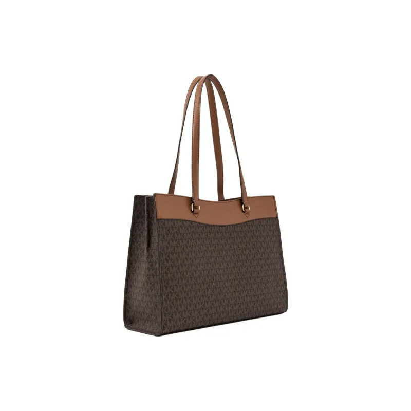 MICHAEL KORS Jet Set Travel Coated Canvas Tote Bag, Shopping Bag, Handbag, Shoulder Bag Tubas Women's Brown-1