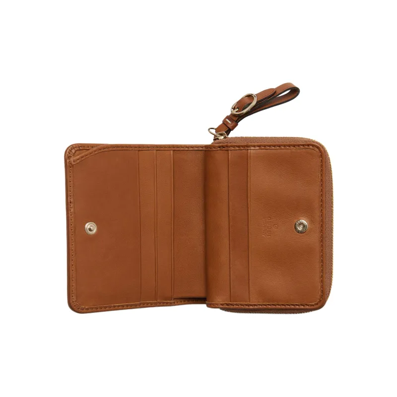 GUCCI Coated Canvas With Leather Wallet Mini Women's Beige & Dark Brown-3