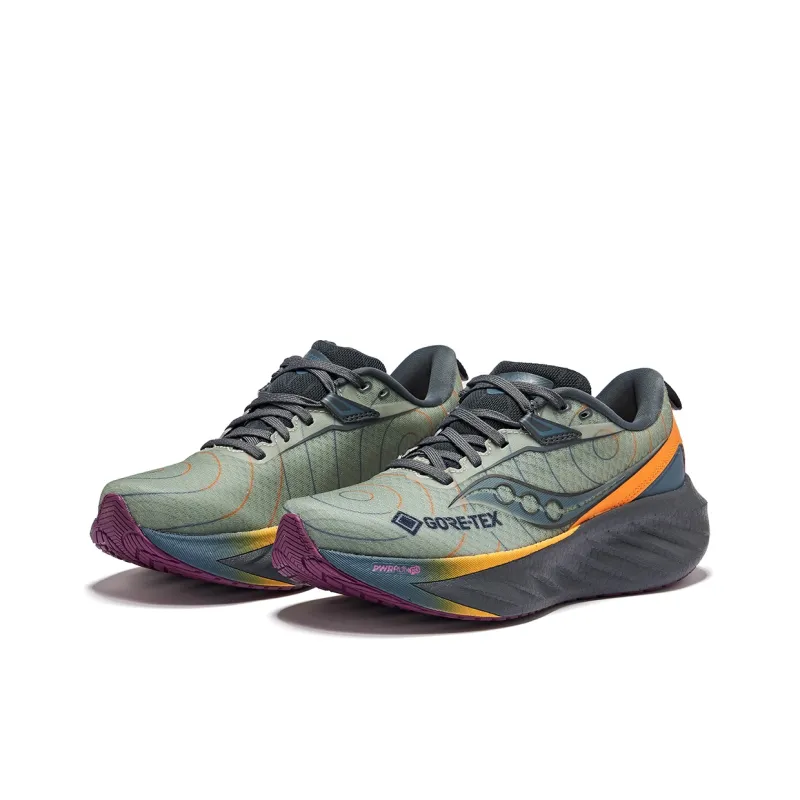 Saucony TRIUMPH 22 Coverage Low Top Running Shoes Women's Green Gray Yellow-3