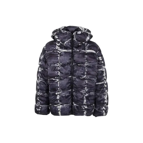DIESEL W Claus Camu Camo Printed Hooded Puffer Jacket