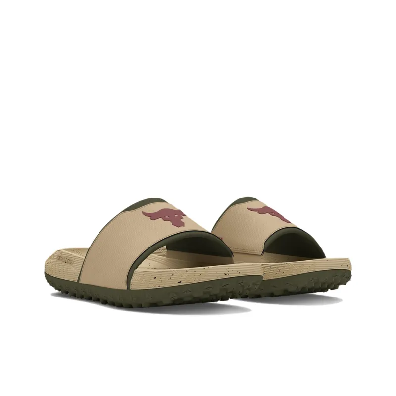 Under Armour Project Rock 3 Slip-Resistant Abrasion-Resistant Slide Slippers Unisex Brown-2