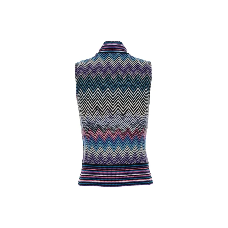 MISSONI Zigzag Woven Turtleneck Tank Top-1