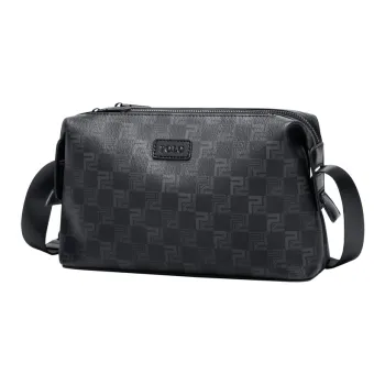POLO PVC With Synthetic Leather Shoulder Bag Medium Size Men's Black