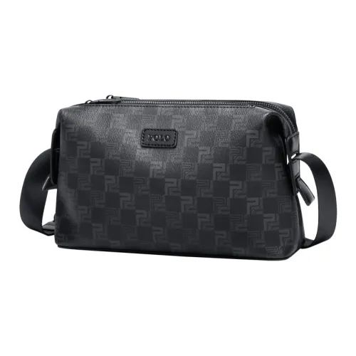 POLO PVC With Synthetic Leather Shoulder Bag Medium Size Men's Black