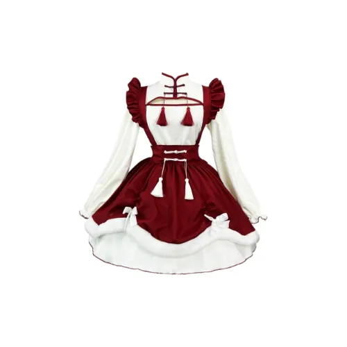 OUTDOORPRINCE Lolita Dresses Women's White/Red