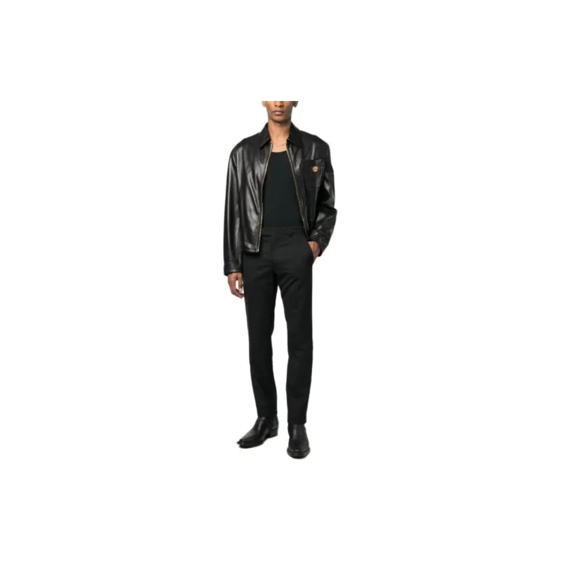 VERSACE Zip-Up Leather Jacket-2