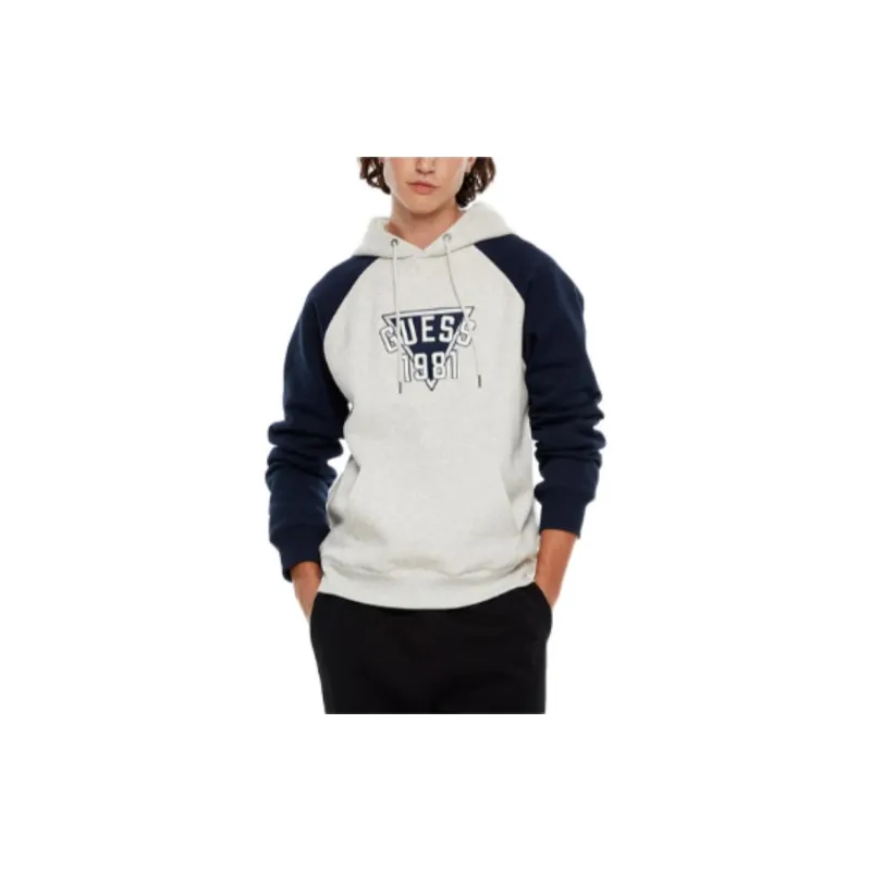 GUESS Sweatshirt Unisex Medium Heather Gray & Navy Blue-3