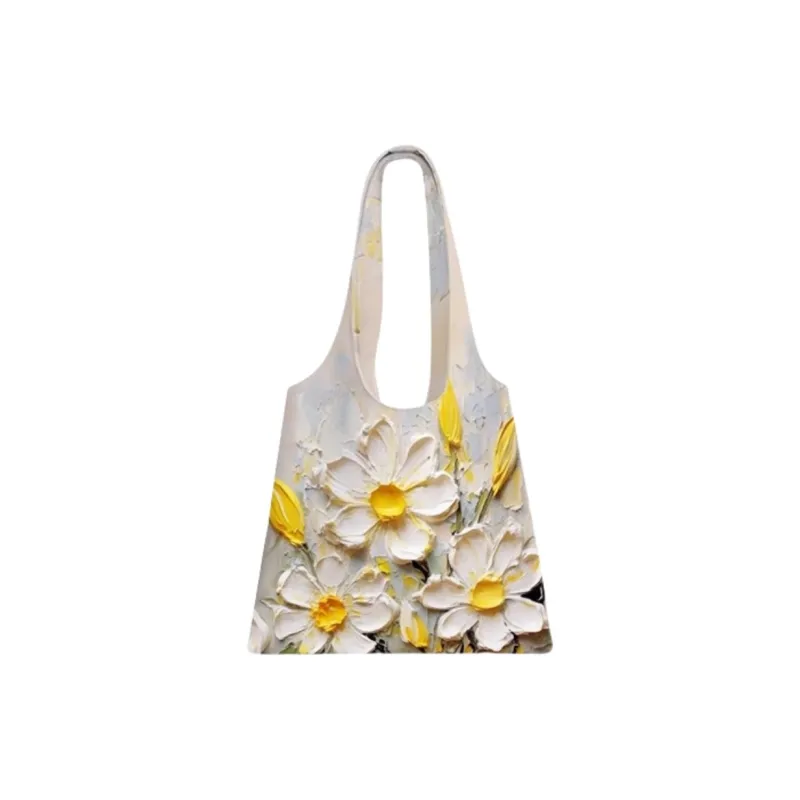 AOSONG Suede Tech Fabric Shoulder Bag Large Size Unisex Yellow & White-1