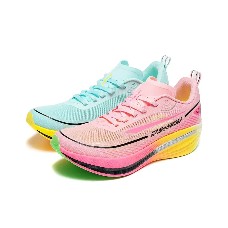 DUANGOU Running Shoes Unisex Low Top Pink/Aqua Green/Contrasting Colors-0