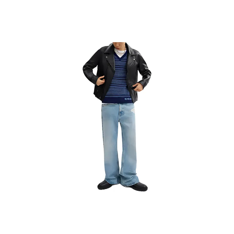 COACH SS24 Leather Jacket Men's Black-1