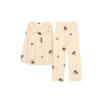 Montagut Pajama Set Autumn And Winter Season Women's Two Piece Set Ecru