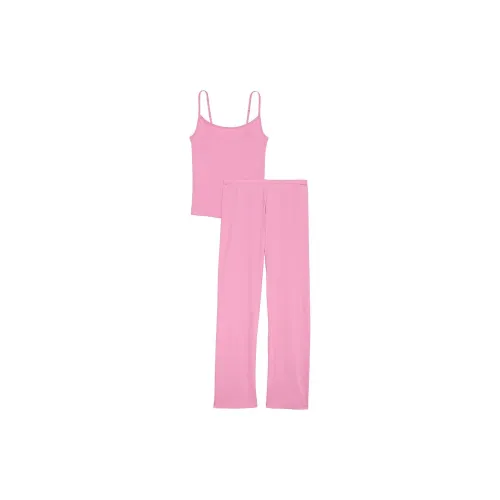 Victoria's Secret PINK Spill-the-Tea Cotton Long Pajama Set / Moonstone Pink Pajama Set Women's Pink