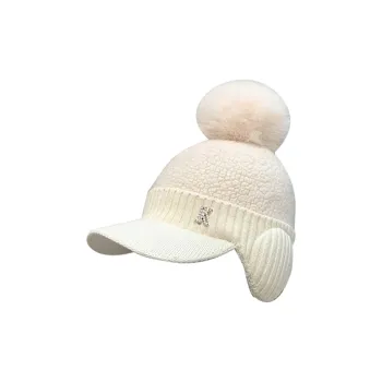 BANDICOOT Acrylic Rabbit Fur Blend Beanies Women's White/Black/Camel
