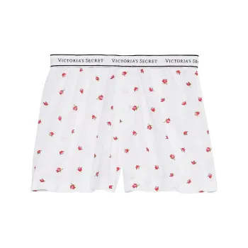 Victoria's Secret Heritage Cotton Boxer Shorts / White Rosebuds Pajama Pants Women's White Rose