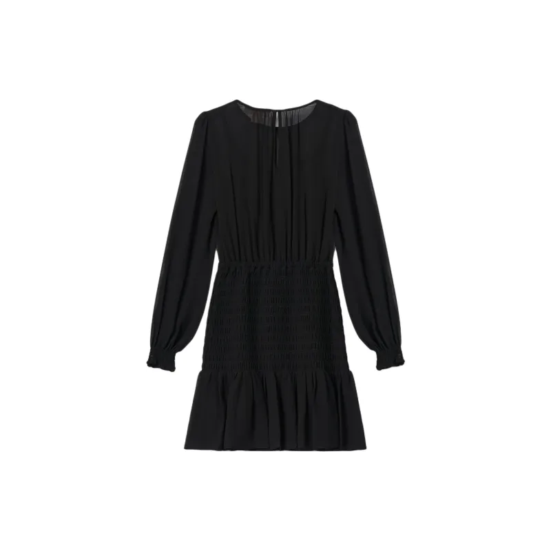 MICHAEL KORS Smocked Georgette Long Sleeve Dress-1