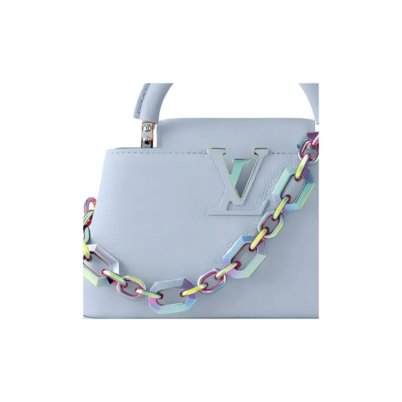 LOUIS VUITTON Capucines Leather Kapusin Crossbody Tote Bag Over One Shoulder Mini Women's Blue-3
