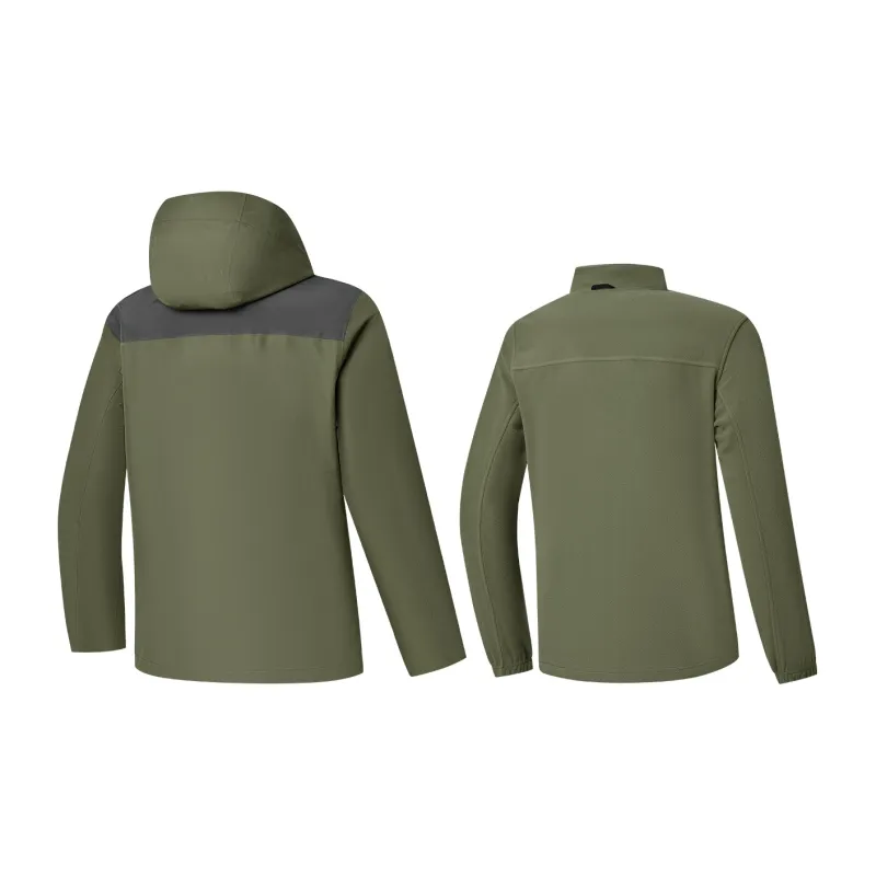 QIAODAN Mountain God Series Windbreaker Jackets Men Khaki Green/Dust Shadow Gray-5