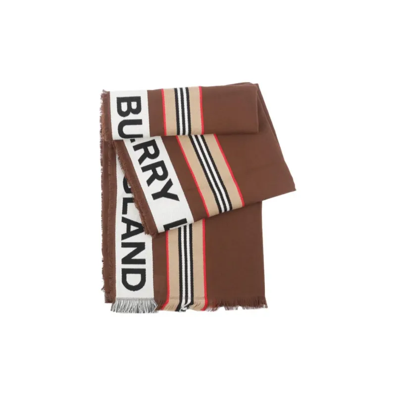 Burberry Cotton Knit Scarves Women's Brown-0