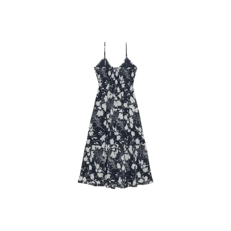 ARITZIA Wilfred Tuberose Dress Slip Dresses Women's Dark Night Nvy Lt Br/Black Background With White Print-1