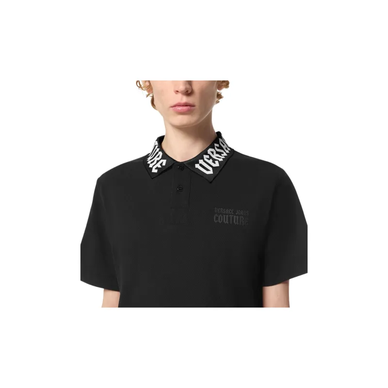 VERSACE JEANS COUTURE Logo collar Piqué Polo Shirt-4