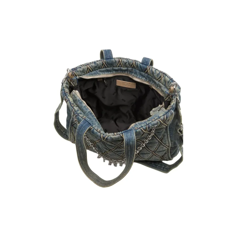 DIESEL Denim Tote Bag, Shopping Bag, Shoulder Bag, Crossbody Bag, Handbag Women's Blue-3