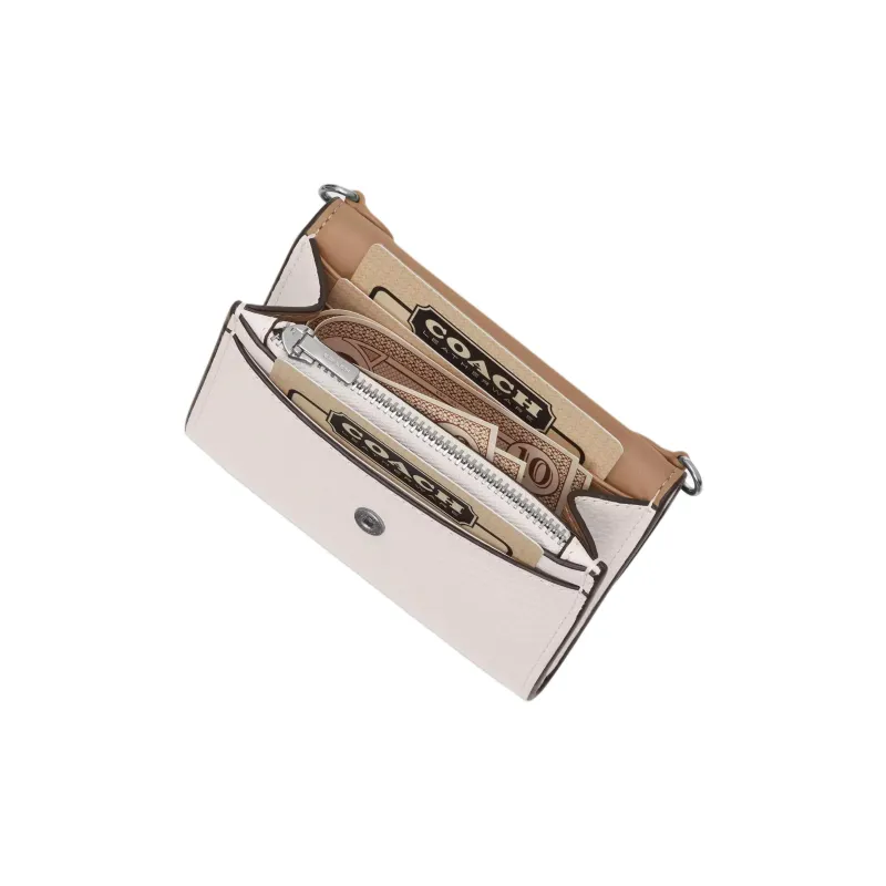 COACH Envelope Crocodile Embossed Leather Envelope Wallet Mini Women's Light Brown-3