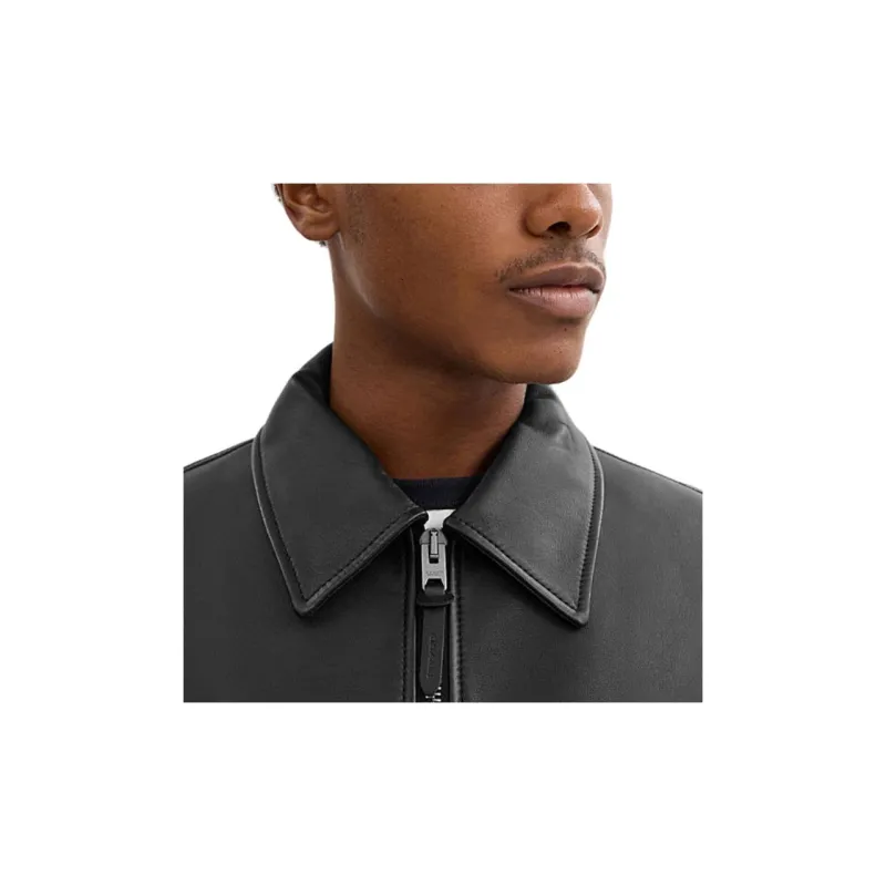 COACH FW24 Leather Jacket Men's Black-3
