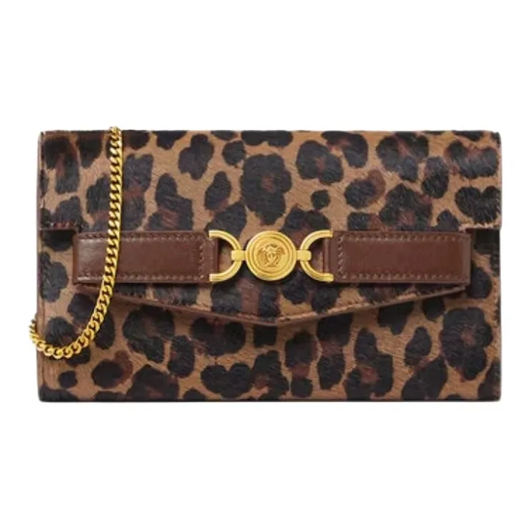 VERSACE Medusa '95 Cow Hair Handheld Crossbody Bag Shoulder Bag Women's Leopard-0