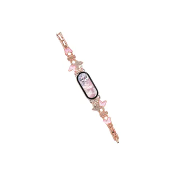 FZRT Xiaomi Compatibility Watch Band Crown Butterfly Chain Metal Steel Band Quick Release Strap Metal