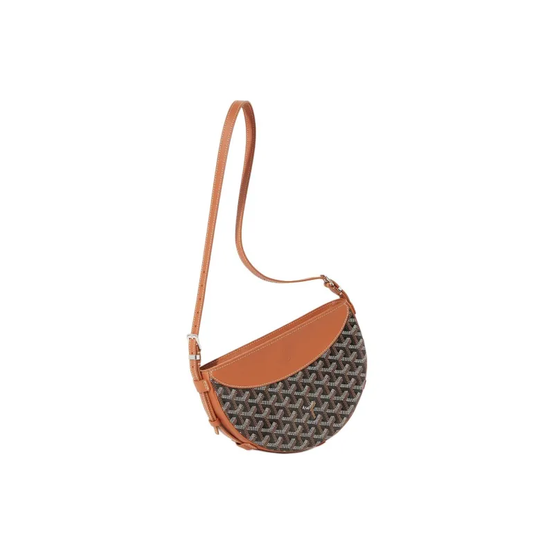 GOYARD Hirondelle Canvas And Calfskin Swallow Bag Shoulder Bag Brown And Black-2