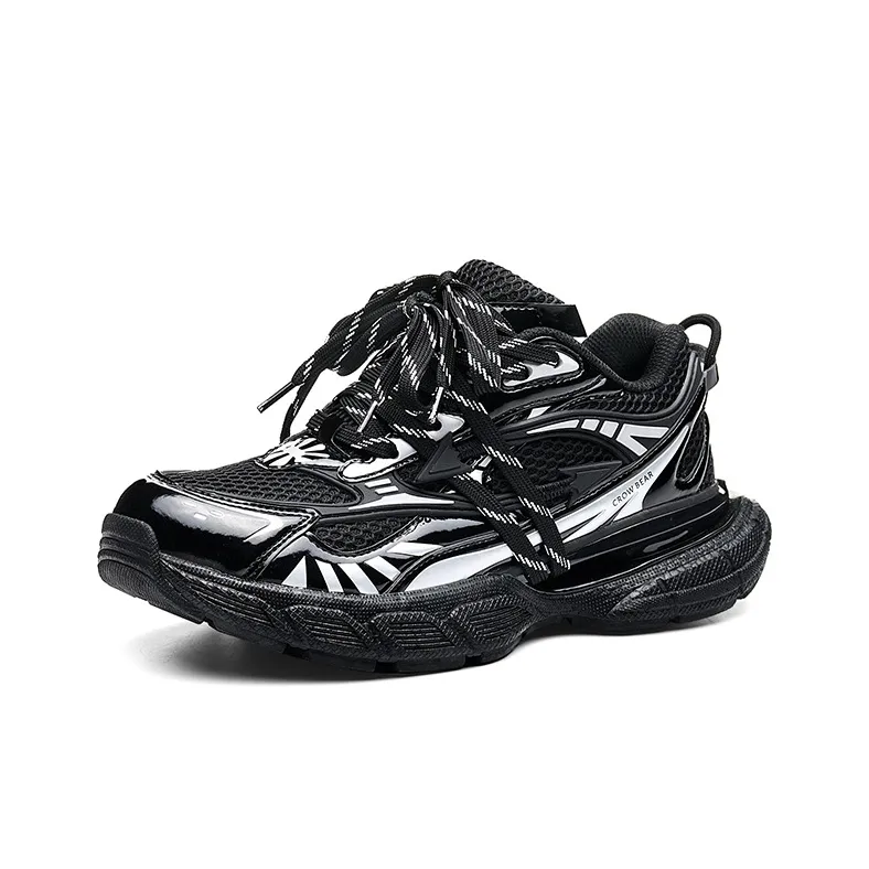 Crow Bear Chunky Sneakers Unisex Low Top Black-2