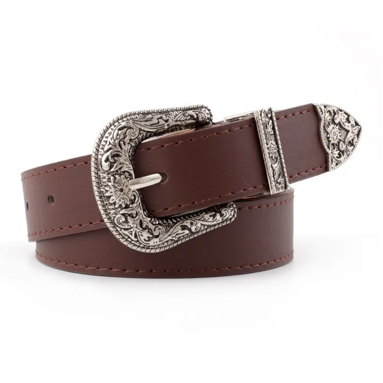 JONNY MOORE Alloy Leather Belts Women's 2.8cm-8