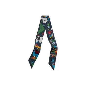 HERMES Mulberry Silk Silk Scarves Women's Navy