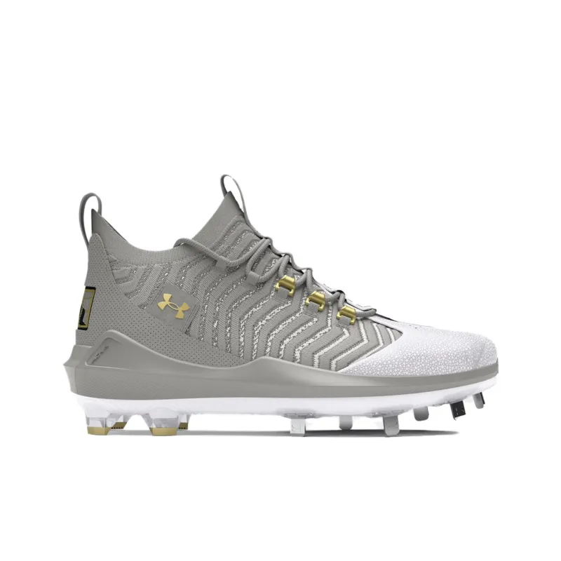 Under Armour Harper Anti Slip Wear Resistant Mid Top Baseball Shoes Men's Gray Silver-1