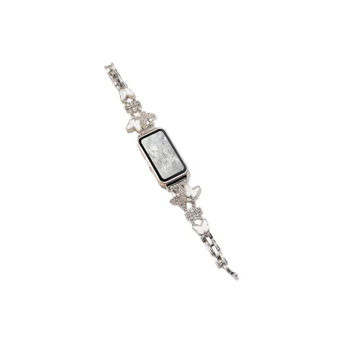 FZRT Xiaomi Compatibility Watch Band Rhinestone Embellished Butterfly Metal Steel Band Quick Release Strap Metal