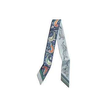 HERMES Mulberry Silk Silk Scarves Women's Light Navy