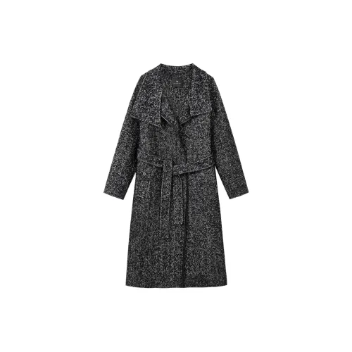 Yu Qianwen Coats Women's Herringbone Heather Gray