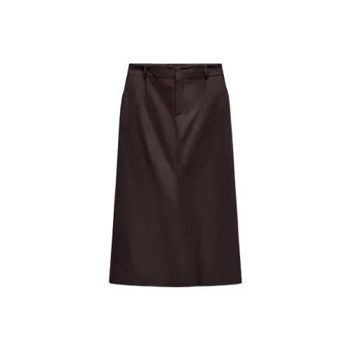 ZARA ZW Series Casual Long Skirts Women's Brown