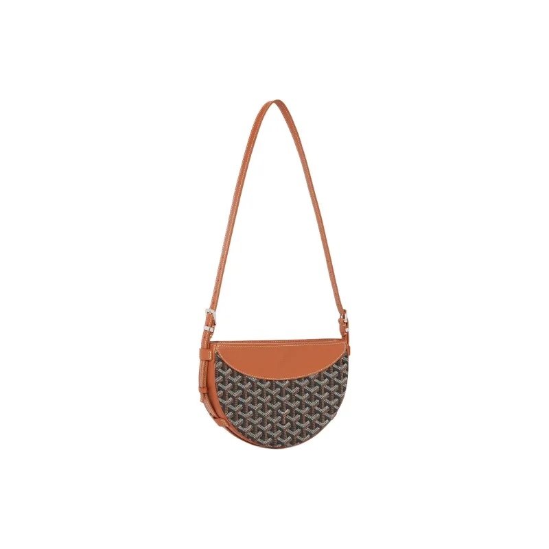 GOYARD Hirondelle Canvas And Calfskin Swallow Bag Shoulder Bag Brown And Black-1