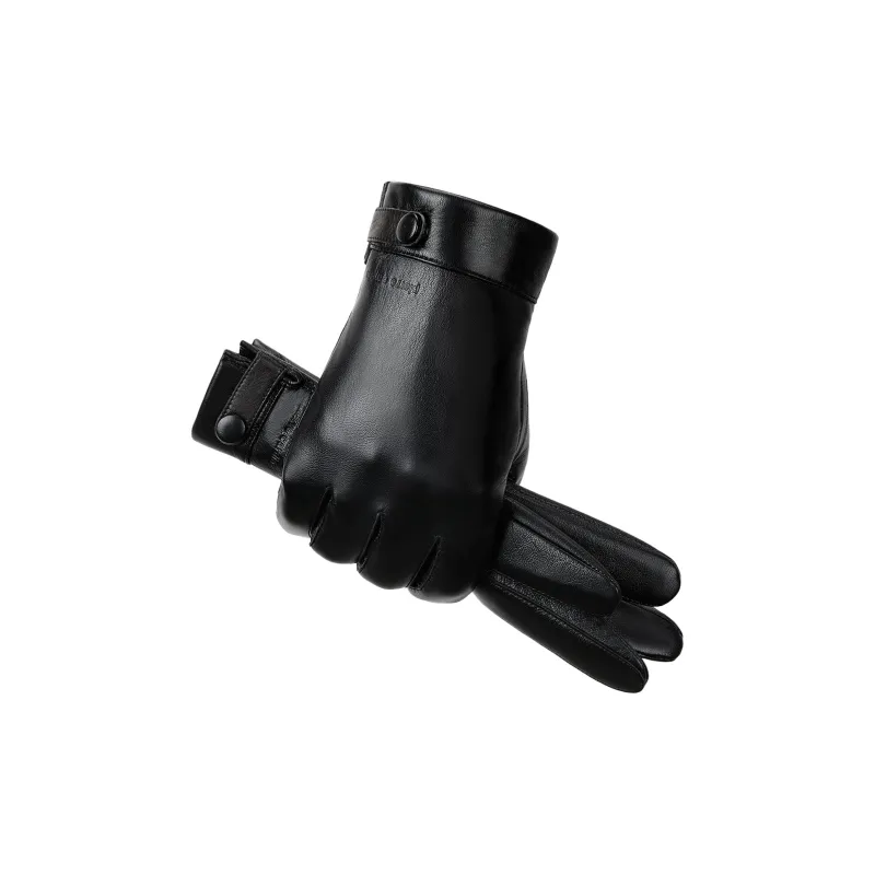 PIERRE CARDIN Sheepskin Gloves Men's Black-1