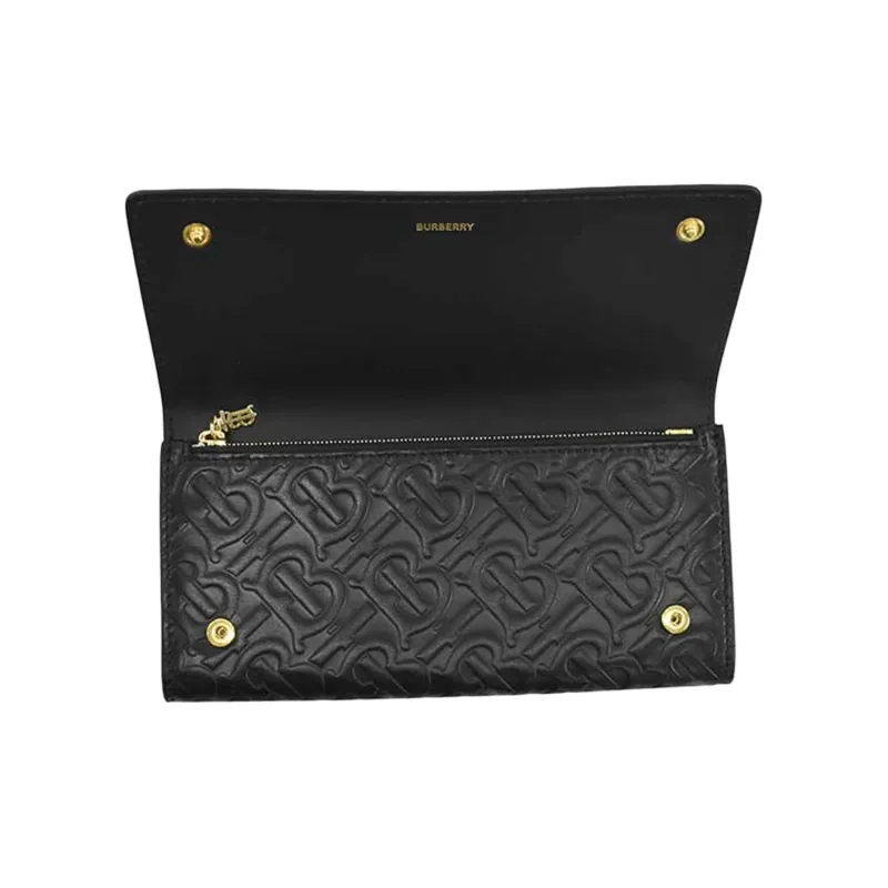 Burberry Leather Wallet Mini Women's Black-1