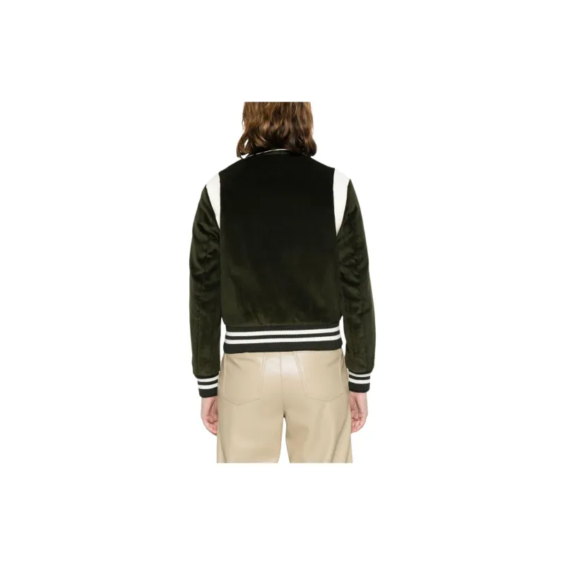 SPORTY & RICH Logo embroidered Corduroy Bomber Jacket-4