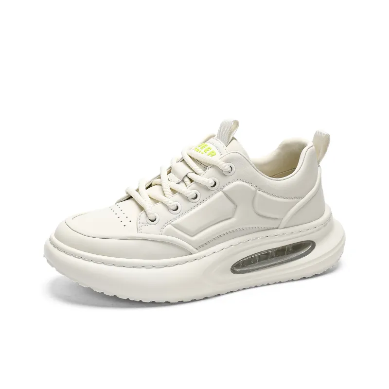 JEEP SPIRIT Slip Resistant Water Resistant Height Increasing Low Top Skateboard Shoes Men's Polar White-2